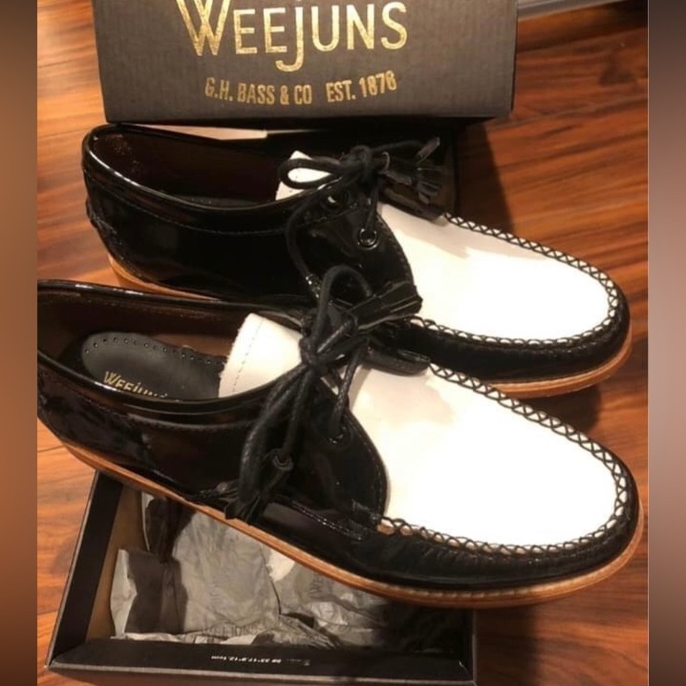 G.H. Bass Weejuns Winnie black and white leather Oxford shoes women’s 9